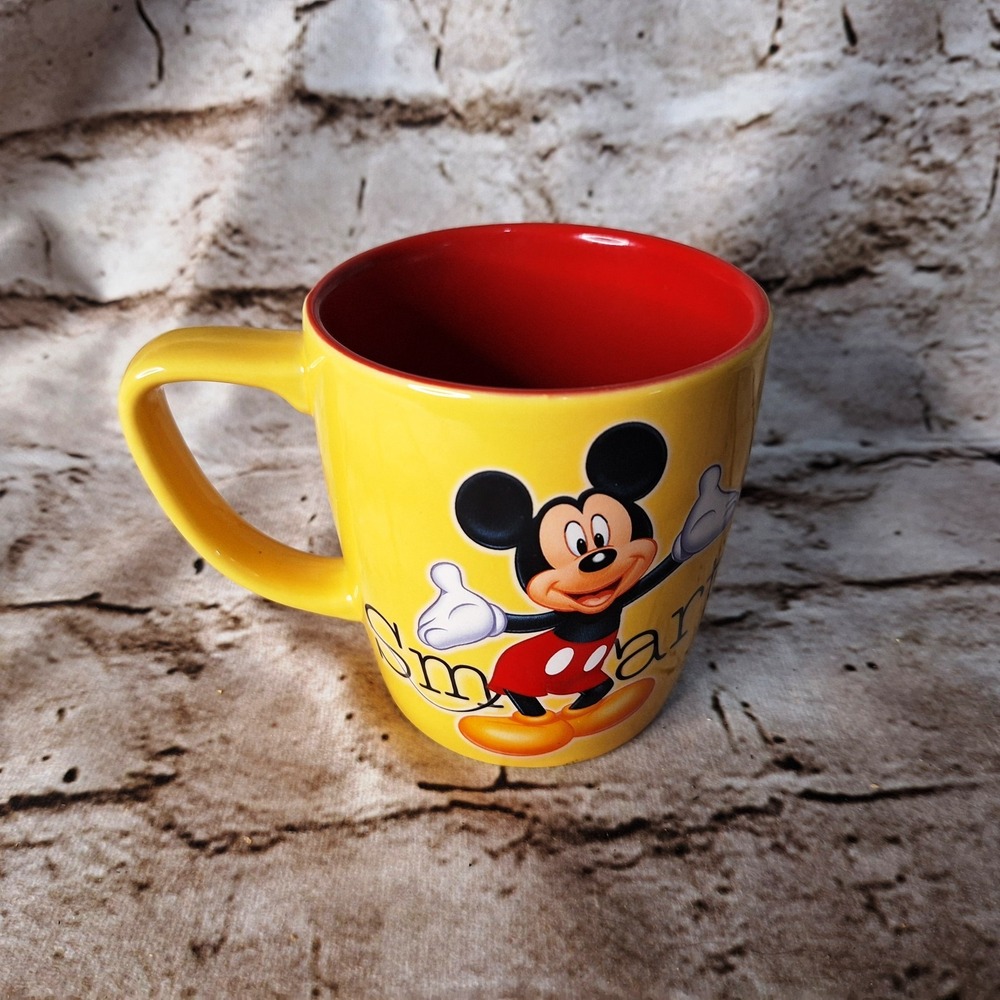 Mickey Mouse Yellow Embossed Smart Funny Mug Authentic Disney Parks New w/o Box